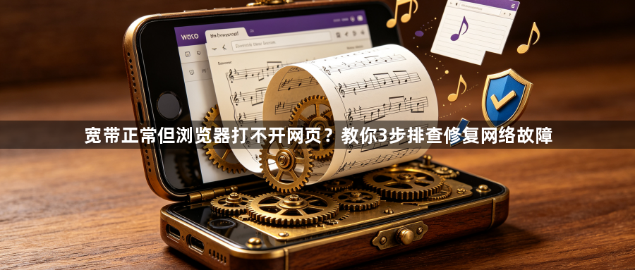 宽带正常但浏览器打不开网页？教你3步排查修复网络故障1