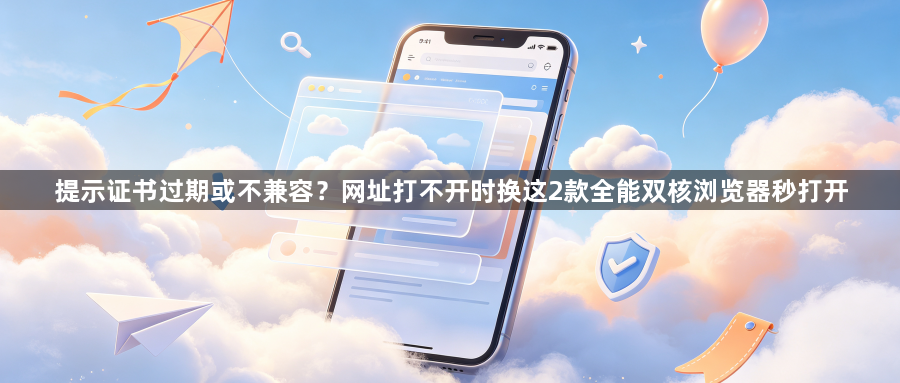 提示证书过期或不兼容?网址打不开时换这2款全能双核浏览器秒打开1
